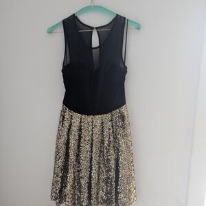 Guess Black and Gold Sparkle Mini Dress